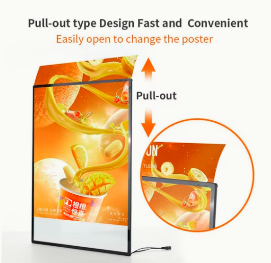 Ultra-Slim Aluminum Profile A4 Size Backlit LED Lightbox Tempered Glass Menu Frame with LED Banner Display for Advertising