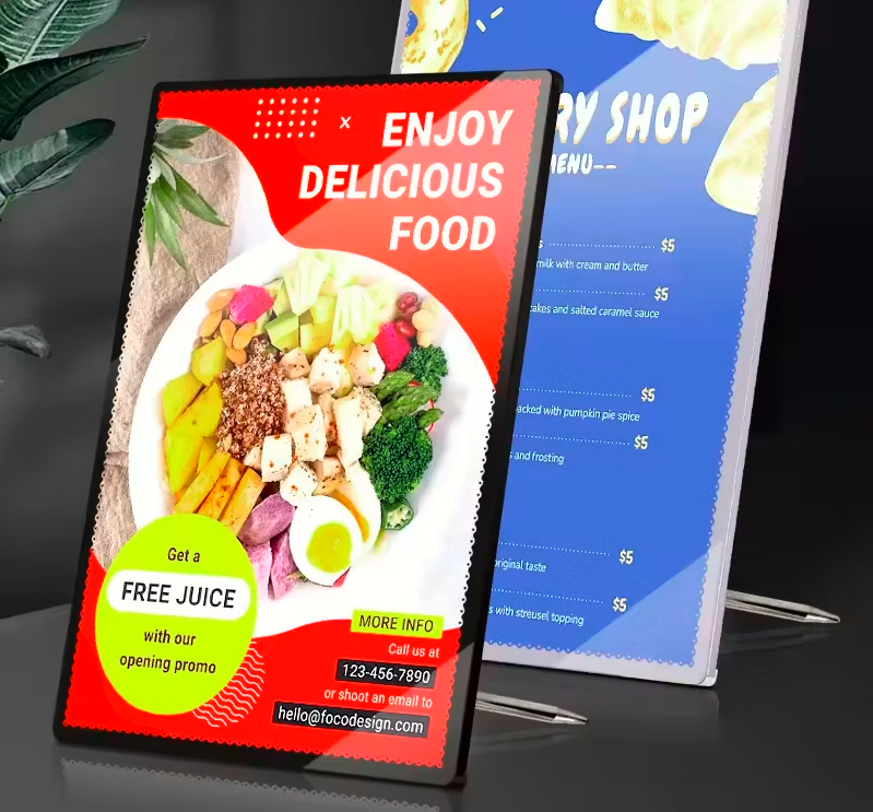 Ultra-Slim Aluminum Profile A4 Size Backlit LED Lightbox Tempered Glass Menu Frame with LED Banner Display for Advertising