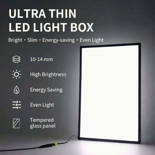 Custom Ultra Thin Light Box Aluminum Frame Advertising Poster Display Tempered Glass Panel LED Light Box for Retail Chain Store