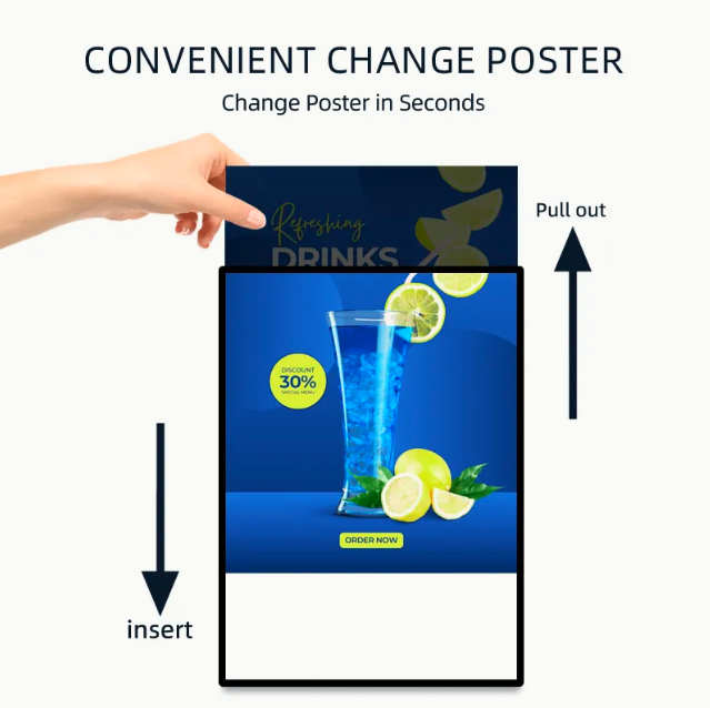 Custom Ultra Thin Light Box Aluminum Frame Advertising Poster Display Tempered Glass Panel LED Light Box for Retail Chain Store