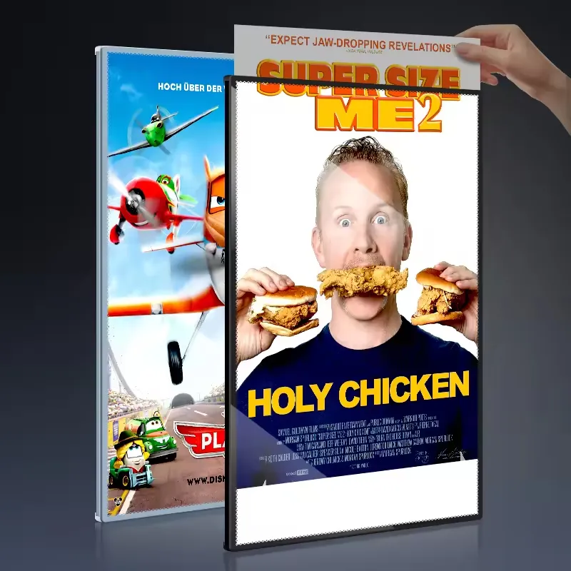 Custom LED Menu Board Pattern Ultra Slim Aluminum Frame Tempered Glass Advertising Light Boxes Outdoor Use Easy Hanging 12V