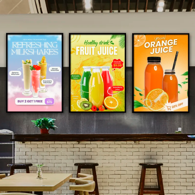 Business Sign Slim Light Box Advertising Board Poster Frame LED Backlit Menu Board Displays Light Box for Restaurant and Milktea Shop
